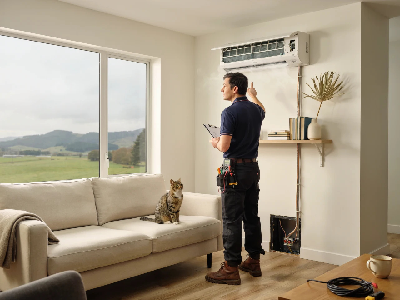 Heat pump installation in a Waikato home